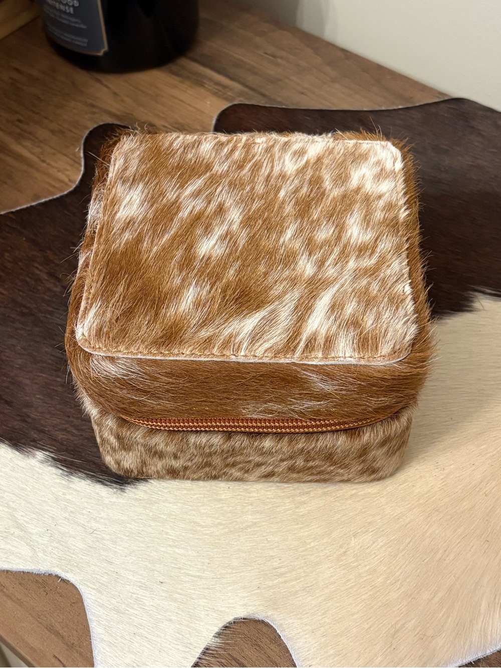 Brown Cowhide Travel Jewelry Box